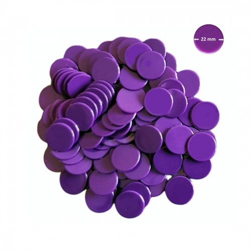 Set 100 jetoane pentru jocuri, diametru 22 mm, culoare mov