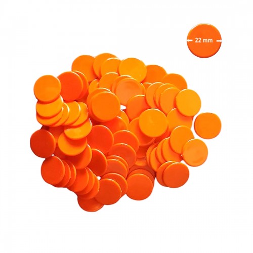 Set 100 jetoane pentru jocuri, diametru 22 mm, culoare portocalie