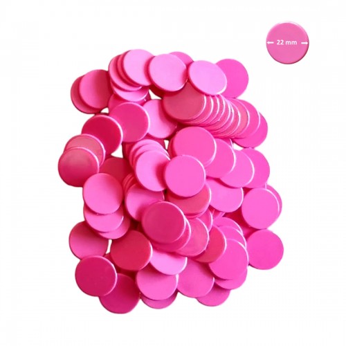Set 100 jetoane pentru jocuri, diametru 22 mm, culoare roz