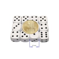 Set 12 zaruri de 12 mm, albe, de calitate, plastic opac