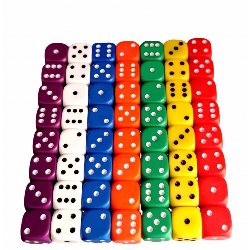 Set 56 zaruri de 12 mm, de calitate, plastic opac, 7 culori, cutie de transport