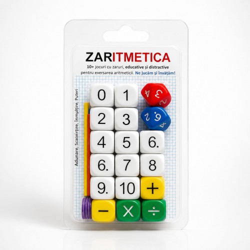 ZARITMETICA - Set de 10 jocuri cu zaruri, educative si distractive, pentru exersarea aritmeticii si logicii