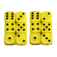 Set 12 zaruri de 12 mm, galbene, de calitate, plastic opac