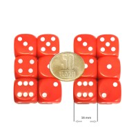 Set 12 zaruri de 16 mm, rosii, de calitate, plastic opac